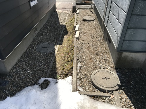 土留め工事前の建物まわり