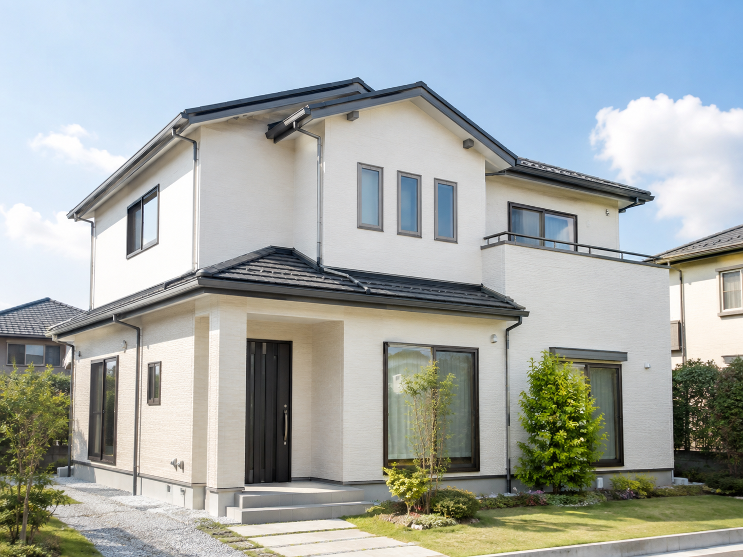 外壁塗装後のきれいな住宅外観イメージ